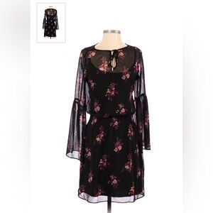 White House Black Market Floral Black Dress XS
